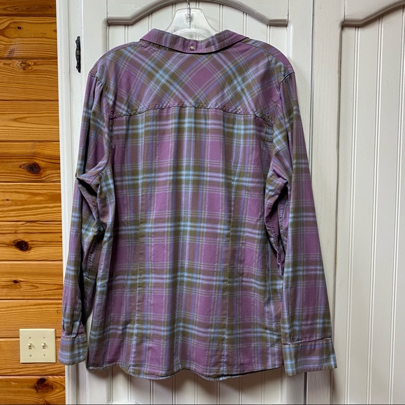 LL Bean vintage plaid button front shirt womens size large purple plaid Button - Picture 9 of 9